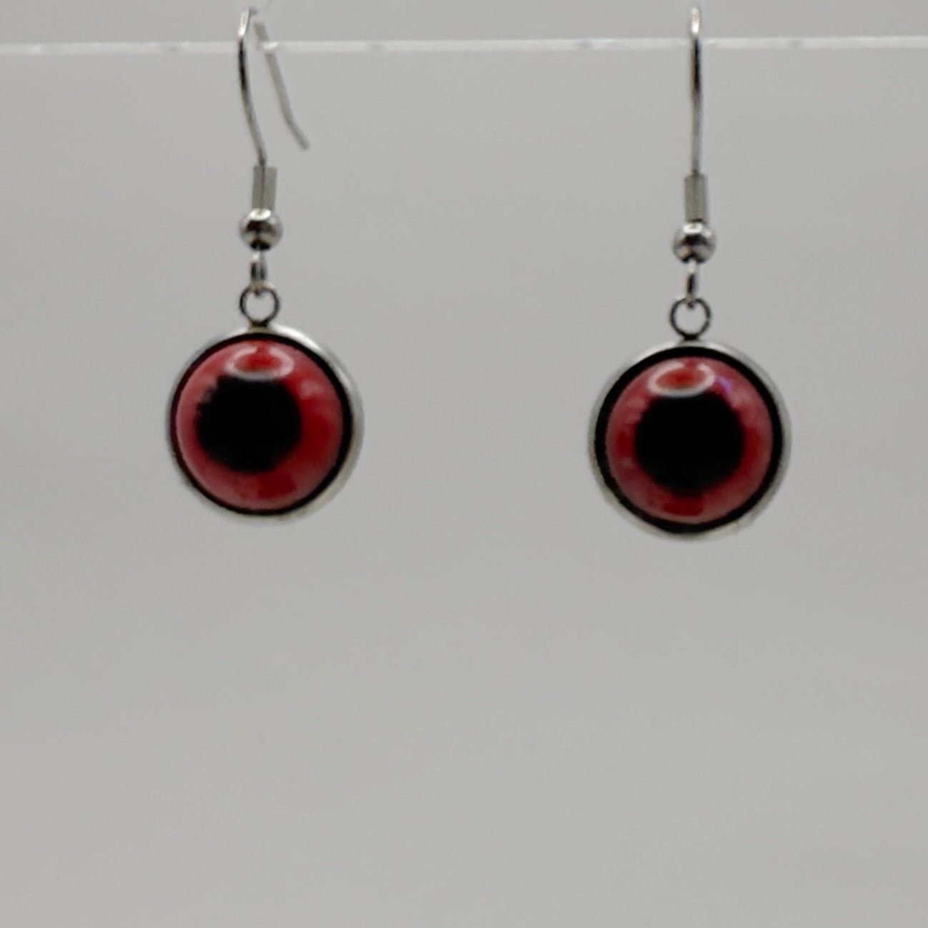 Black and red round dangle earrings - Primacora