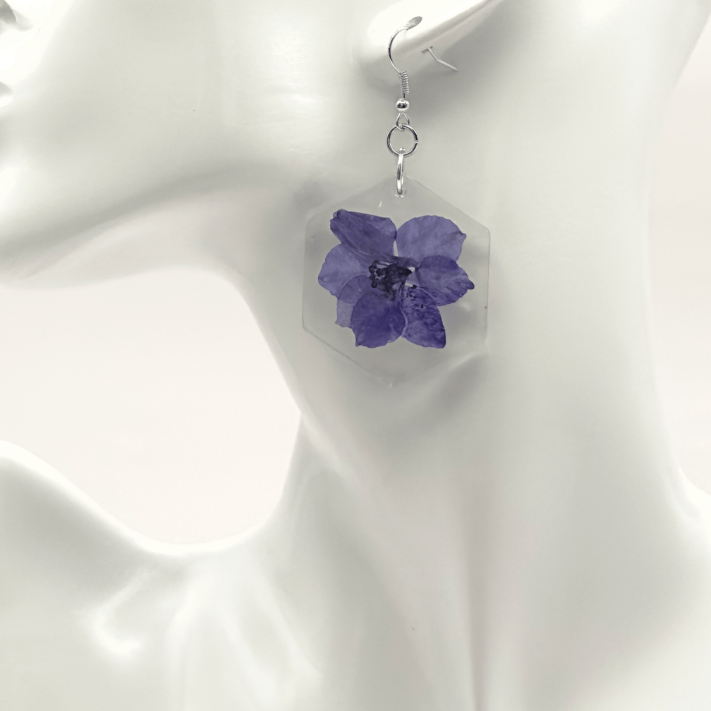Purple flowers hexagonal earrings - Primacora