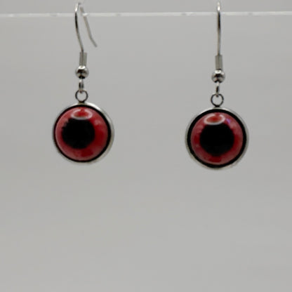 Black and red round dangle earrings