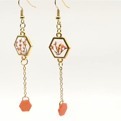 Dangle hexagonal earrings