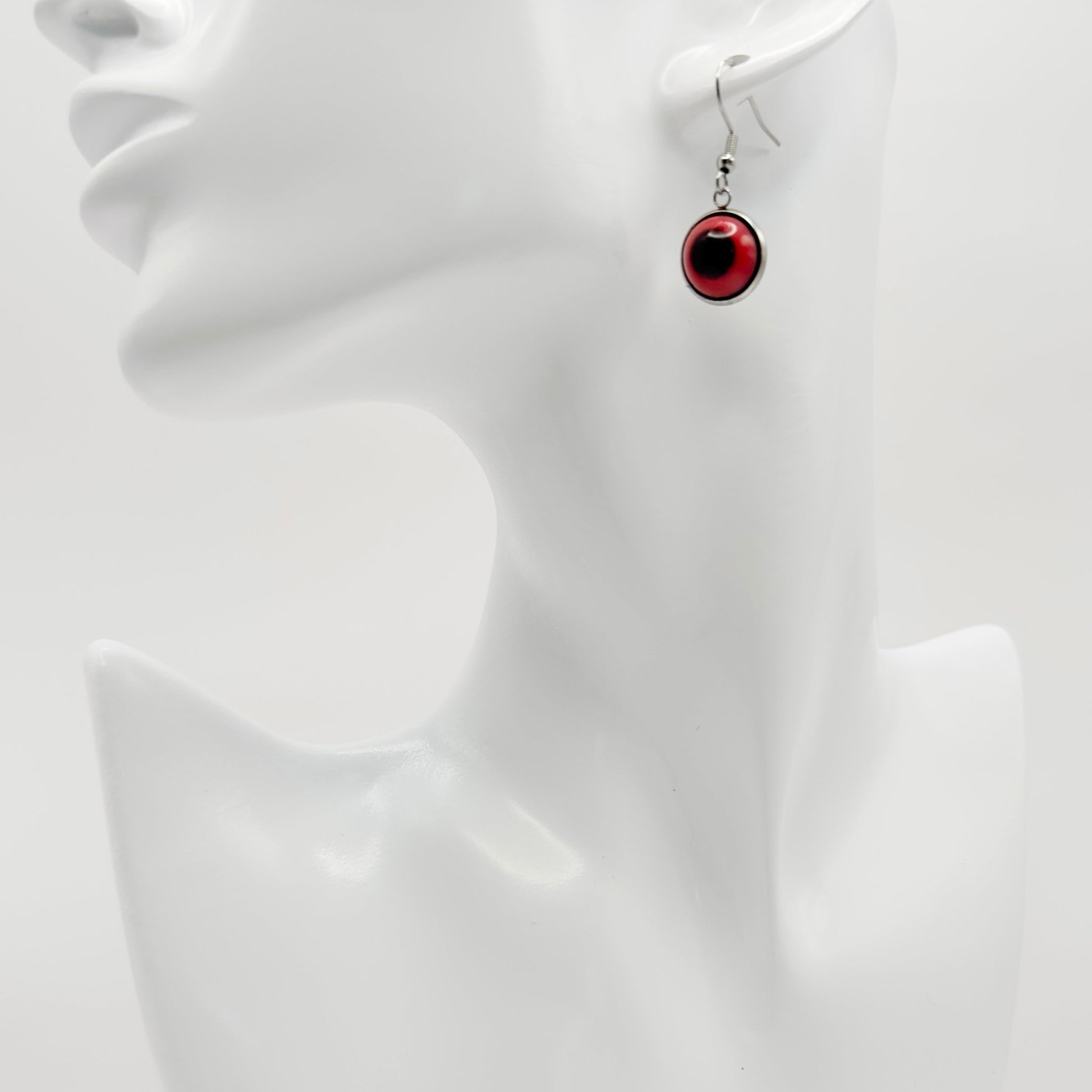 Black and red round dangle earrings - Primacora