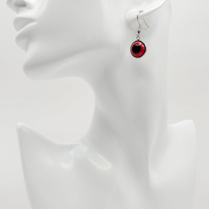 Black and red round dangle earrings - Primacora