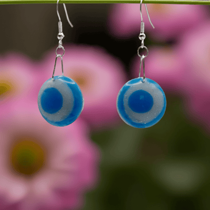 Blue and white fun dangle earrings - Primacora