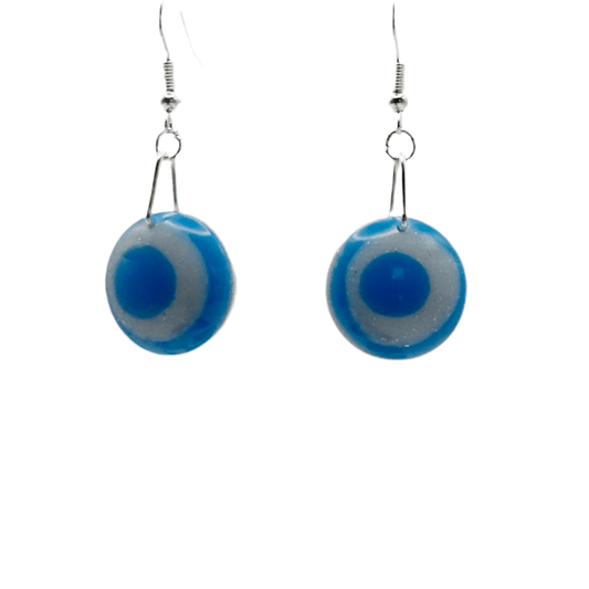 Blue and white fun dangle earrings - Primacora