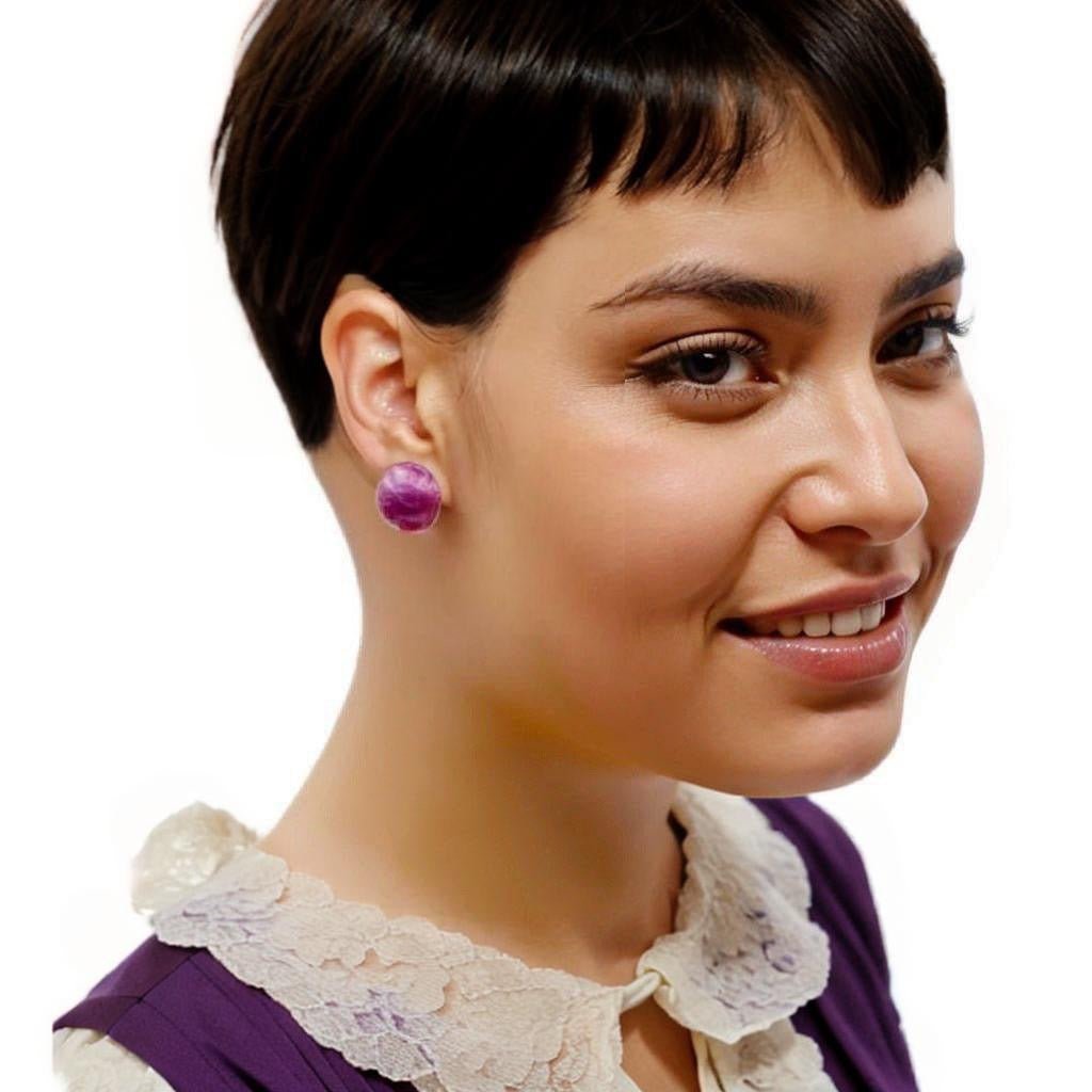 Large purple stud earrings - Primacora