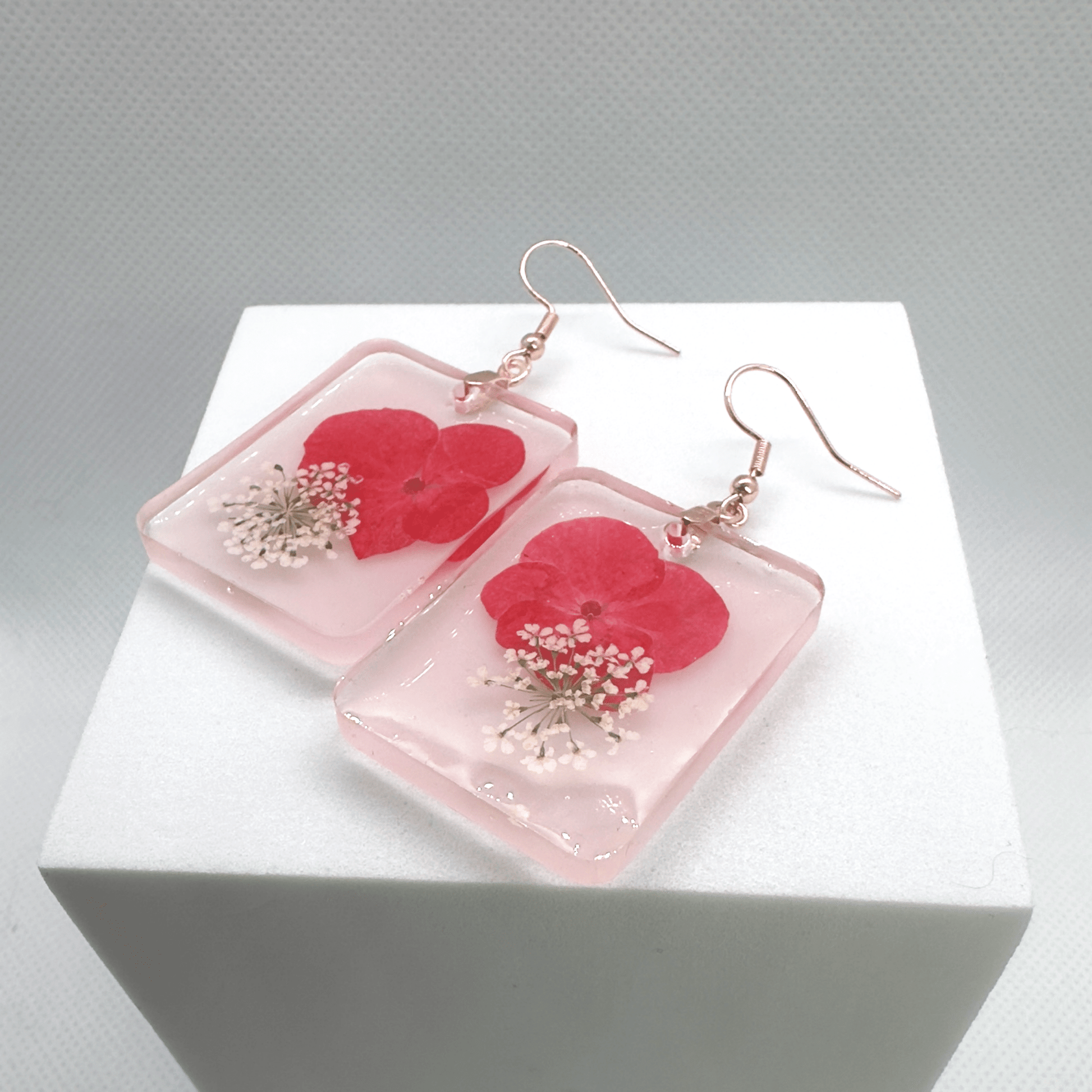 Pink and red statement earrings - Primacora