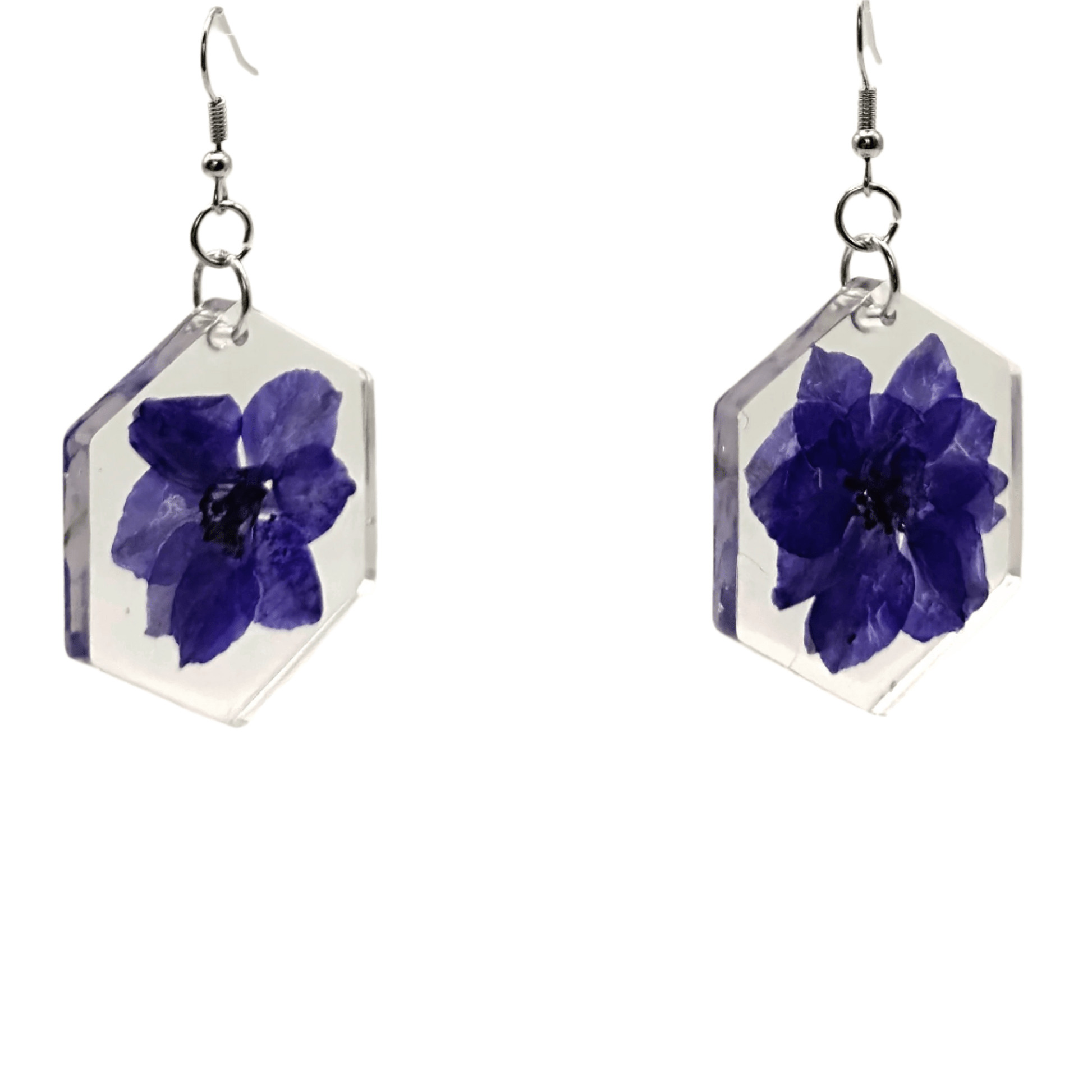 Purple flowers hexagonal earrings - Primacora