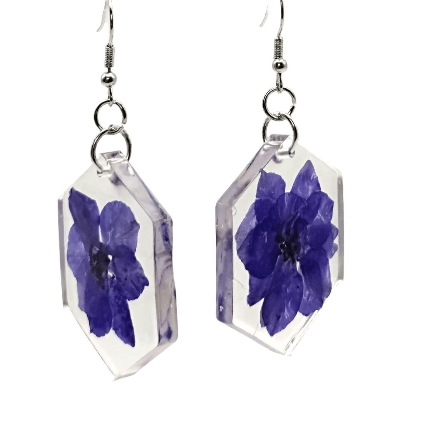 Purple flowers hexagonal earrings - Primacora