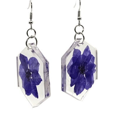 Purple flowers hexagonal earrings - Primacora