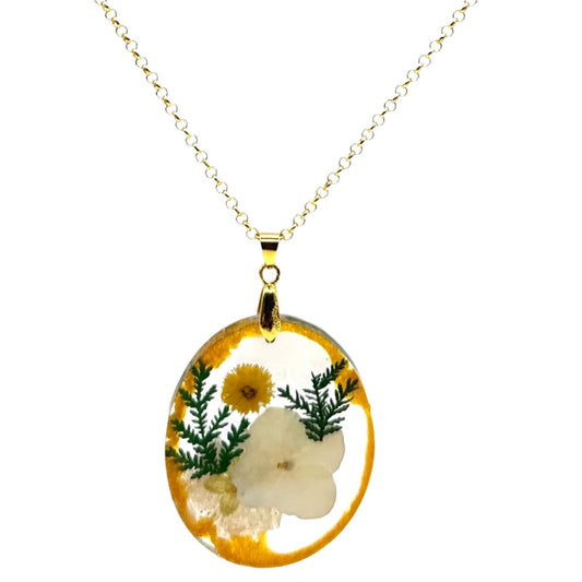 Set of white and orange flowers in gold glitter border - Primacora